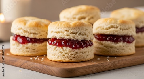 Wallpaper Mural Biscuits with Berry Filling Arranged on a Wooden Board Torontodigital.ca