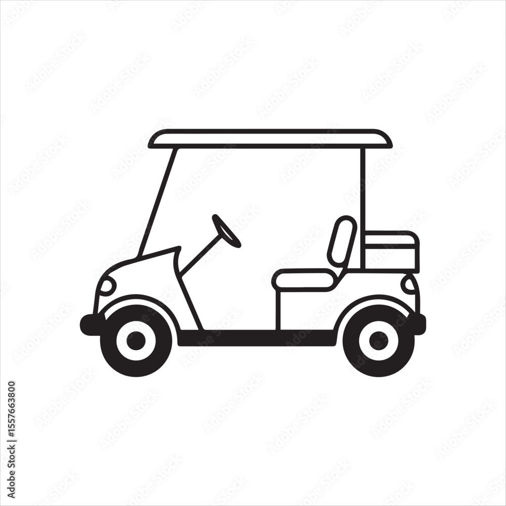 A Simple Black and White Golf Cart Illustration Portraying Leisure and Recreation on the Green Course with a Modern Touch A Simple Black and White Golf Cart Illustration Portraying Leisure and Recreation on the Green Course with a Modern Touch