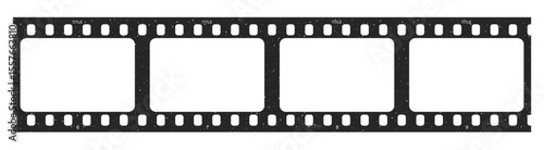 Film strip frame template with empty slots, retro cinema tape with grunge grain texture
