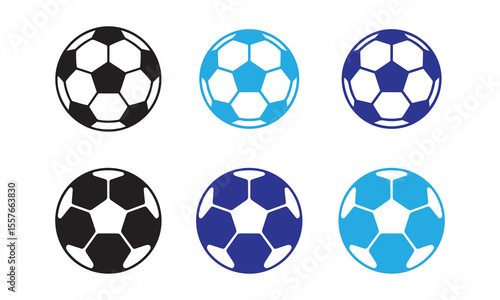 Set of Colorful Soccer Balls Icons