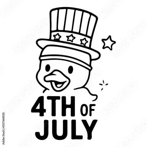 Baby Duck celebrates the 4th of July for kids' book coloring.