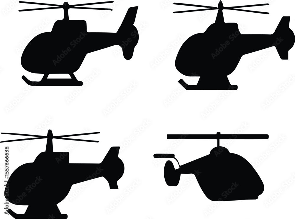 Φωτογραφία Helicopter silhouette vector illustration with military aircraft design flying i