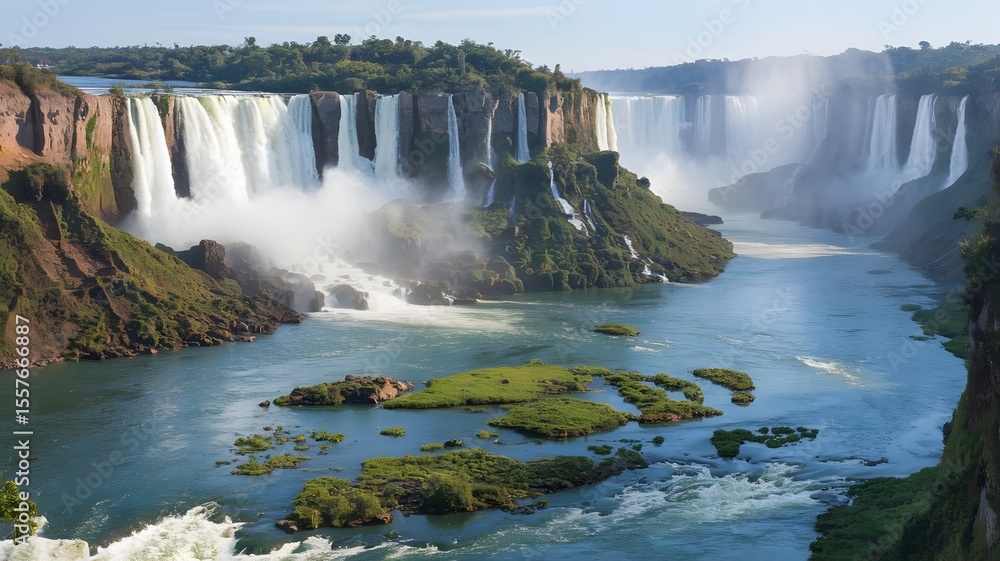 Naklejka premium Panoramic View of Iguazu Falls Landscape