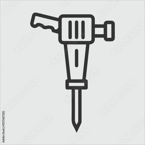 Black outline icon of a jackhammer on a light grey background