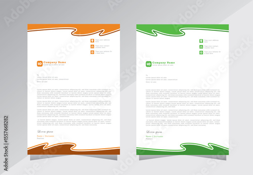 corporate modern business letterhead design template with orange and green colors. creative modern letterhead design template for your project. letter head, letterhead, business letterhead desig