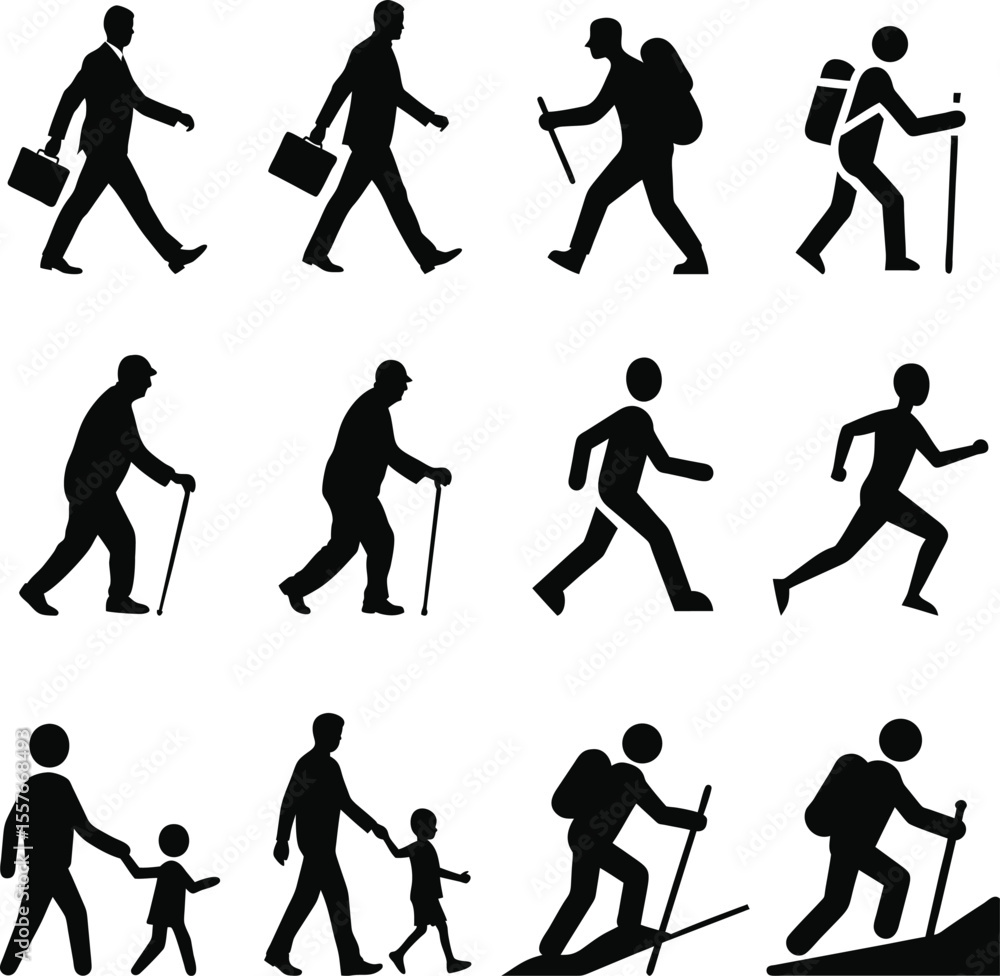 Fototapeta premium Silhouette of Man Walking Vector Illustration for Outdoor or Urban Concepts