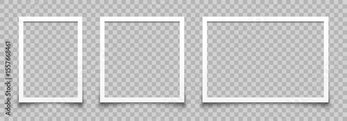Empty white photo frame set with shadow