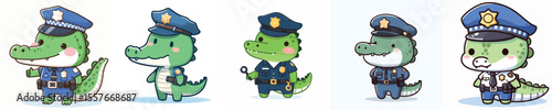 cute crocodile icon set