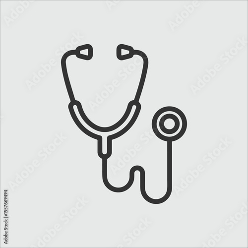 Simple outline icon of a stethoscope on a light gray background