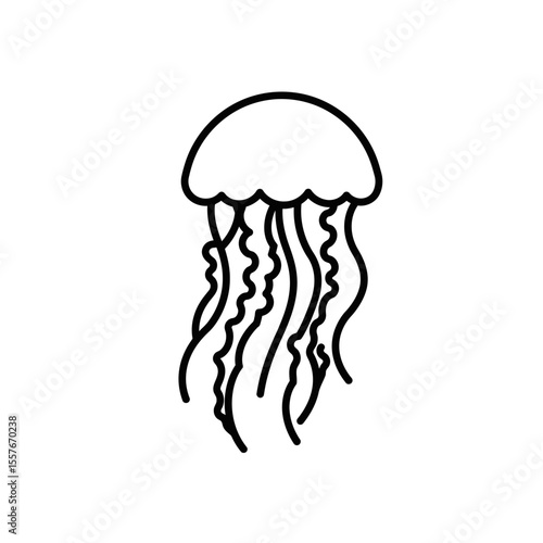 Simple line drawing of a floating jellyfish art silhouette