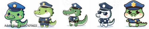 cute crocodile icon set