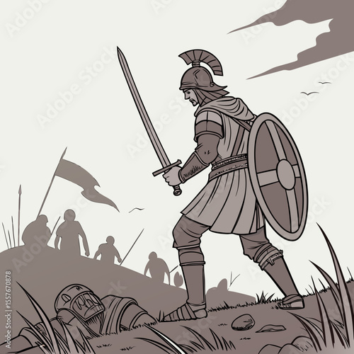 medieval knight with sword