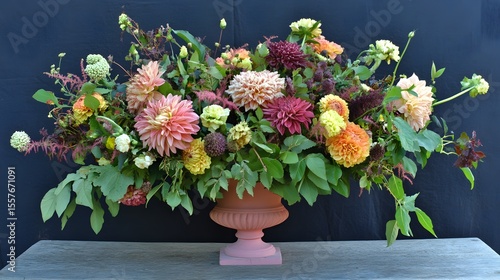 Wallpaper Mural Stunning Autumnal Dahlia Flower Arrangement in Urn Torontodigital.ca