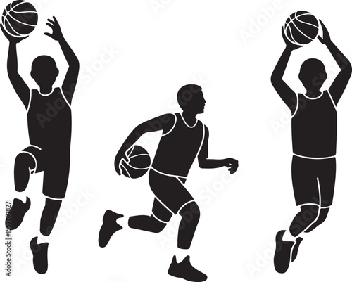 Basketball Dunk Silhouette in Action

Player Dribbling the Ball Vector Design

Slam Dunk Sports Silhouette Scene

Street Basketball Game Silhouette Art

Basketball Shooter in Motion Vector