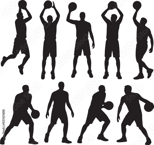 Basketball Dunk Silhouette in Action

Player Dribbling the Ball Vector Design

Slam Dunk Sports Silhouette Scene

Street Basketball Game Silhouette Art

Basketball Shooter in Motion Vector