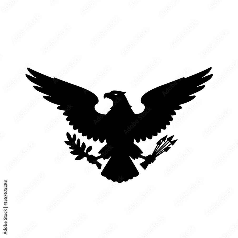 Obraz premium Bald eagle silhouette, American symbol of freedom and patriotism, perfect for Independence Day celebrations. Majestic bird image ideal for greeting cards, t-shirt designs, and patriotic posters.