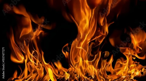 Vibrant Orange Flames Dancing Against A Deep Black Backdrop Depicting Intense Heat