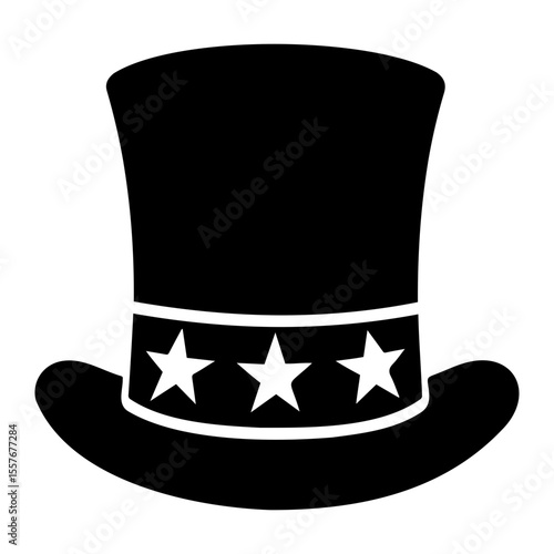 Top hat black design with stars and two stripes