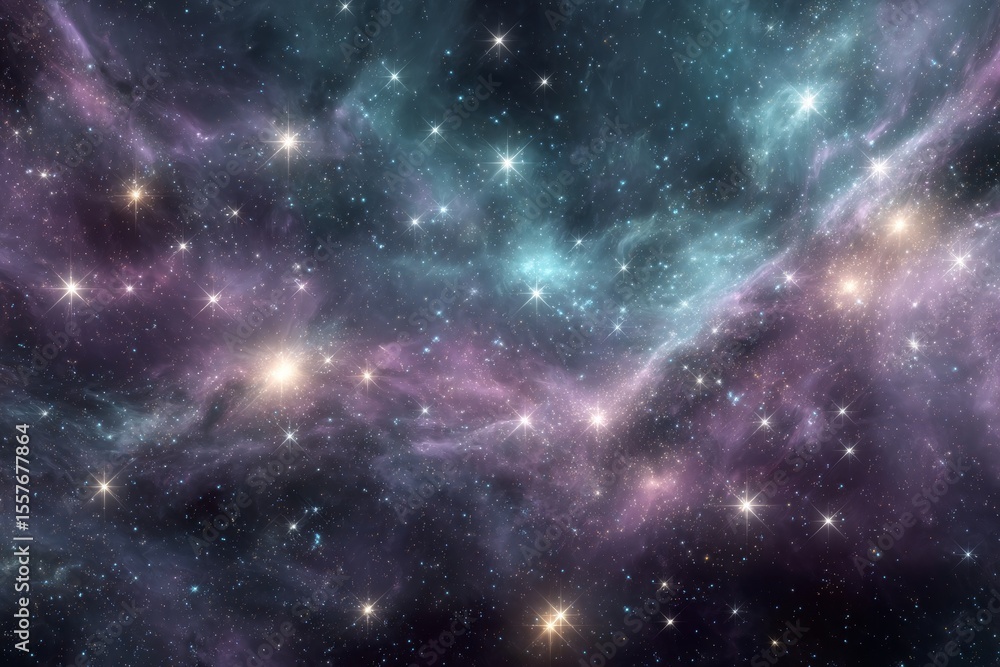 Cosmic Nebula with Glowing Stars and Purple Hues Cosmic Nebula with Glowing Stars and Purple Hues