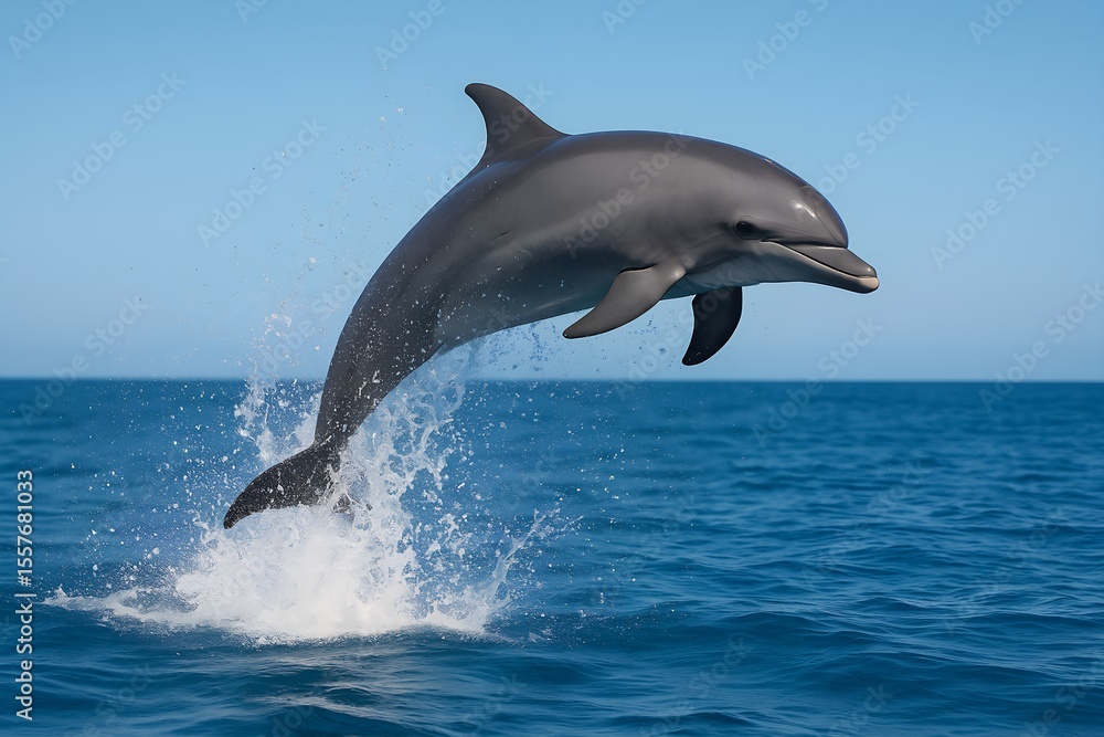 Fototapeta premium Majestic Dolphin Leaping from Ocean Waves Breathtaking Wildlife Photography