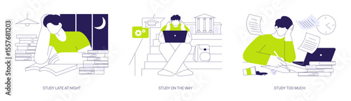 Preparing for exams isolated cartoon vector illustrations se
