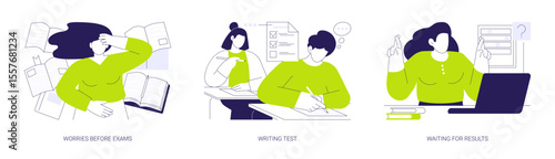 College exams isolated cartoon vector illustrations se