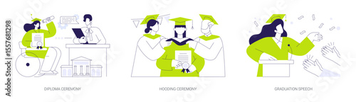 Graduation ceremony isolated cartoon vector illustrations se