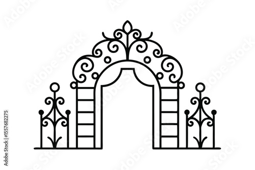 Decorative Entry Gate Outline Design for Garden or Yard Landscape Projects