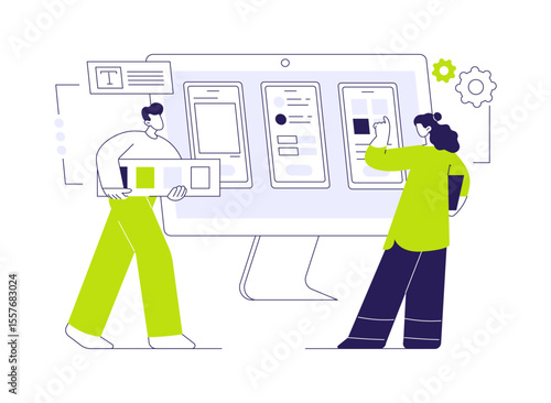 UI UX design software abstract concept vector illustration.