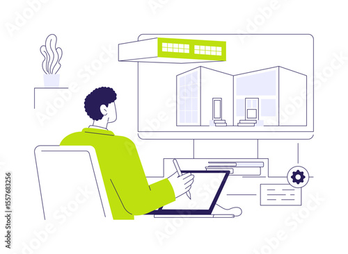 3D modelling software abstract concept vector illustration.
