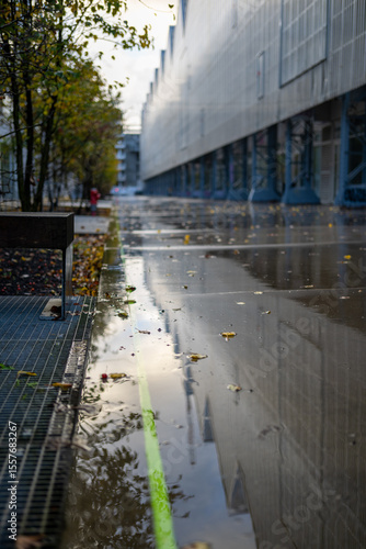 Pluie dans une rue