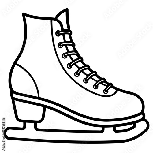 Winter Ice Skating Shoes Line Drawing