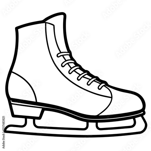 Winter Ice Skating Shoes Line Drawing