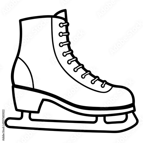 Winter Ice Skating Shoes Line Drawing