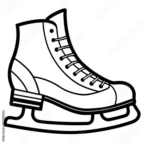 Winter Ice Skating Shoes Line Drawing