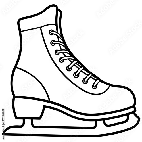 Winter Ice Skating Shoes Line Drawing