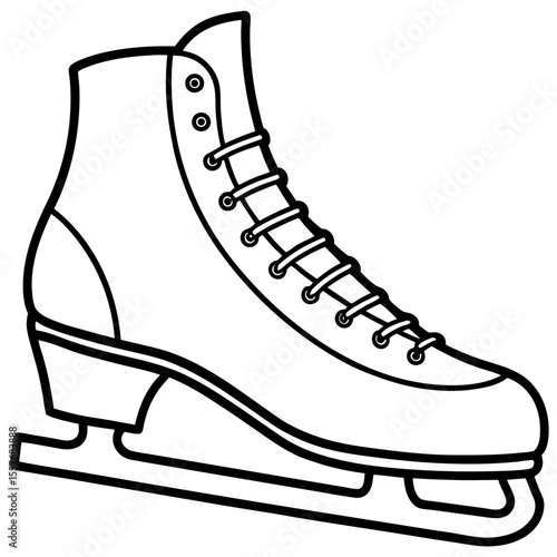 Winter Ice Skating Shoes Line Drawing