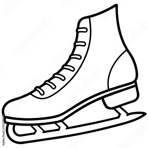 Winter Ice Skating Shoes Line Drawing