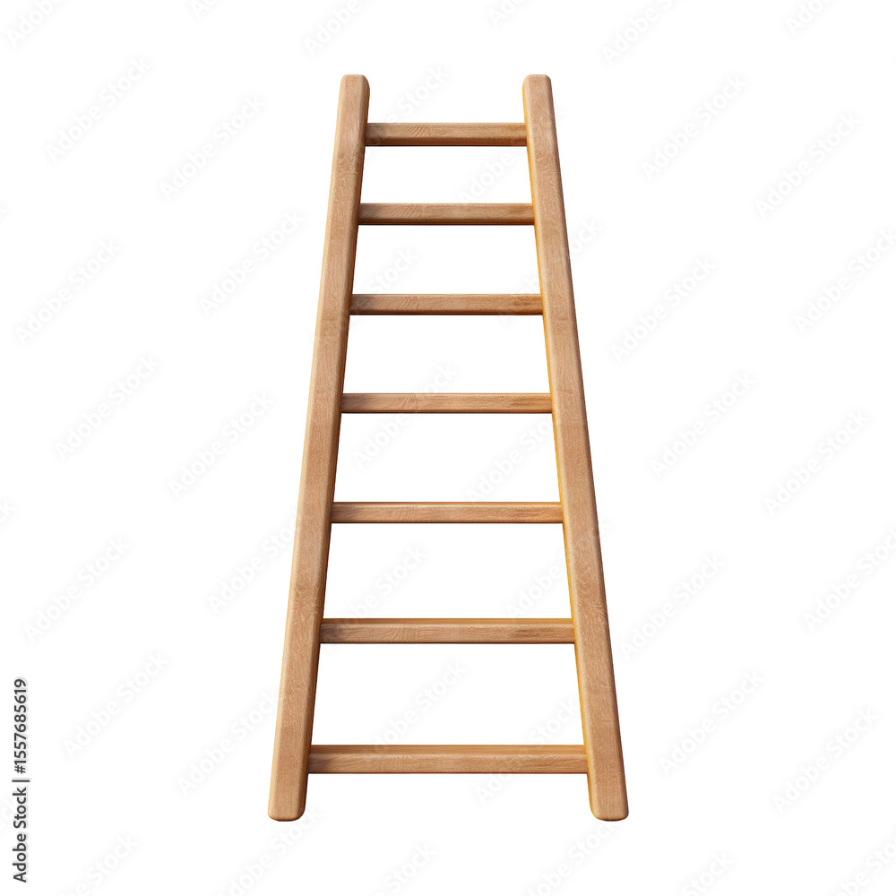 Wooden ladder isolated on transparent white background, clipping path Wooden ladder isolated on transparent white background, clipping path