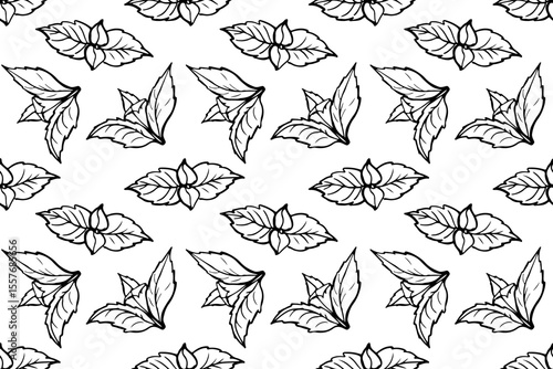 Seamless Leaves pattern. Abstract Hand drawn vector wit sketch leaf. Background with abstract leaves, garden or forest. Repeated Background for wallpaper, wrapping, packing, textile.