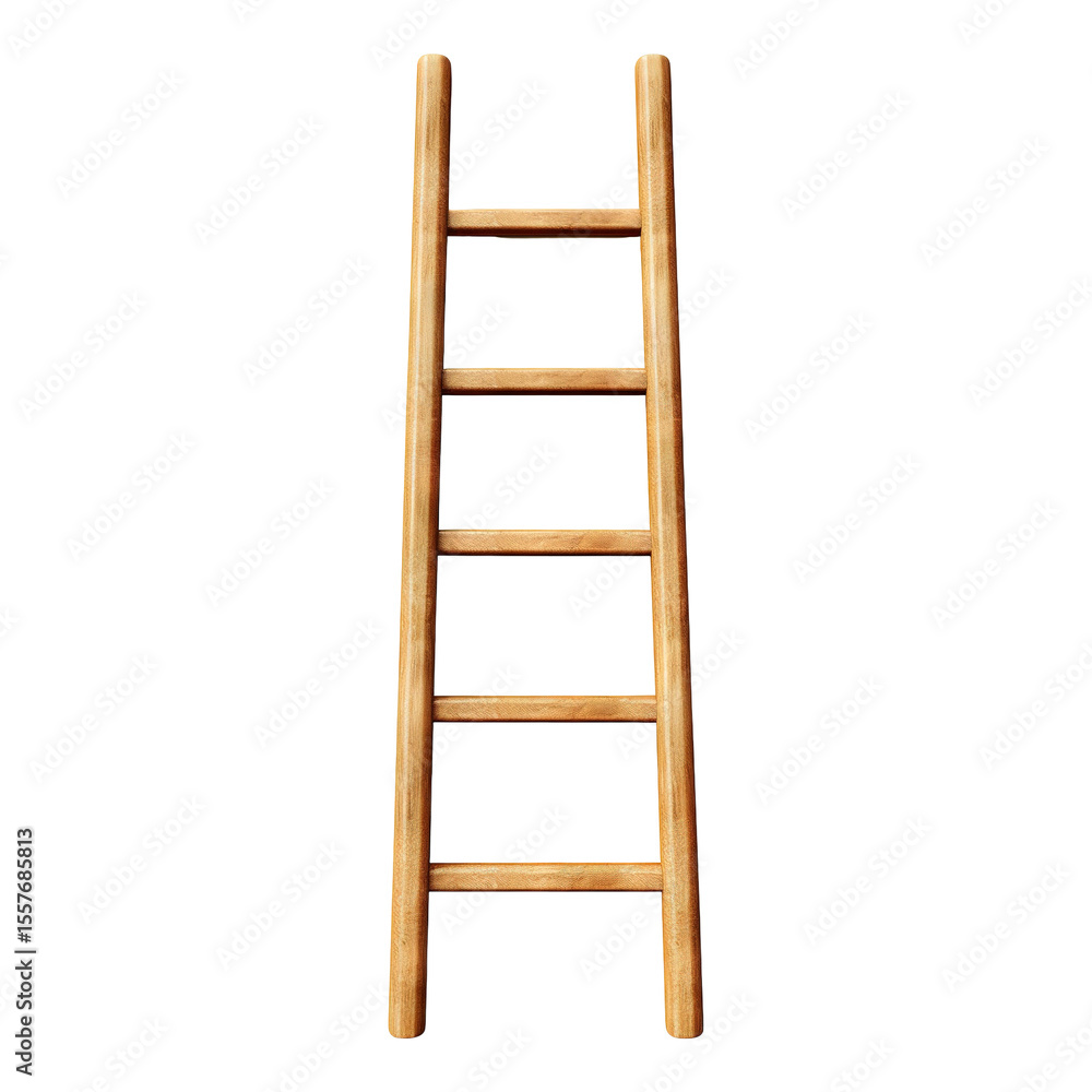 Wooden ladder isolated on transparent white background, clipping path Wooden ladder isolated on transparent white background, clipping path