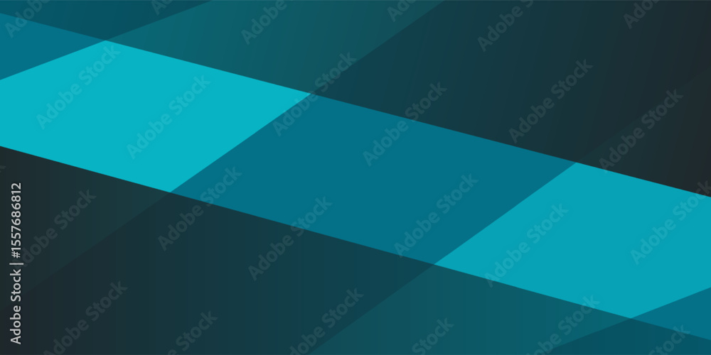 Fototapeta premium Blue modern abstract wide banner with geometric shapes. Dark blue abstract background. Vector illustration