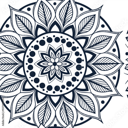 Create a geometric mandala that plays with perspective and shadows to give the illusion of three dimensional depth