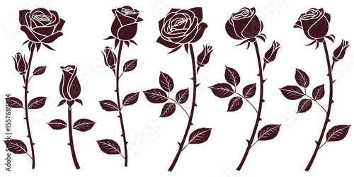 Elegant Rose Silhouettes: Vector Floral Design for Wedding Decor