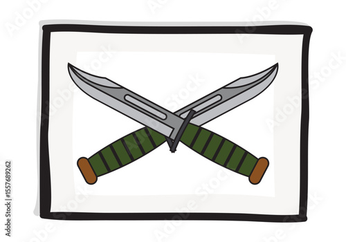 Crossed Knives Illustration: A striking visual featuring two crossed knives, symbolizing themes of combat, strength, and conflict, against a clean backdrop.