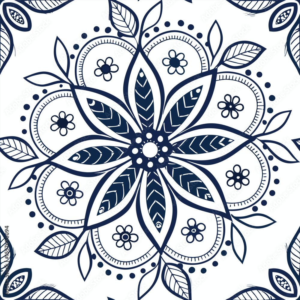 Fototapeta premium create a mandala composed entirely of floral inspi illustration mandala natural flower hand drawing art unique design with nature style