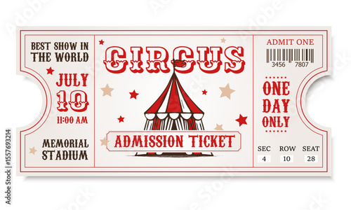 vintage retro circus ticket, invitation to circus show