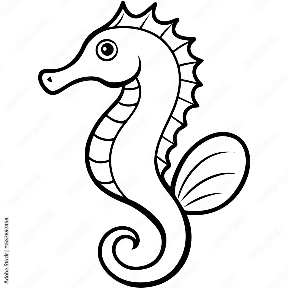 Naklejka premium seahorse---curled-body---snout-and-tail---fins