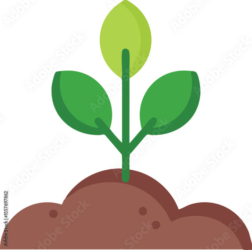 A vibrant seedling emerges from fertile soil, symbolizing growth and nature with its fresh green leaves against a dark background.