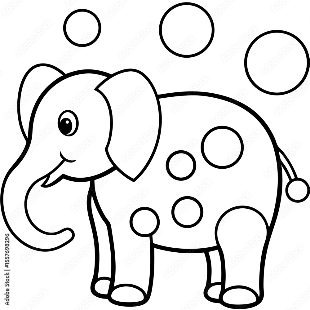 Naklejka premium elephant---3-step-cartoon-elephant--circles